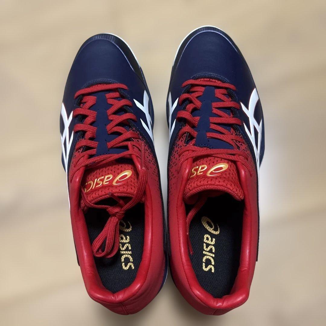 o*i様 野球　日本代表　WBC asics ネイビー/レッド スパイクシューズ