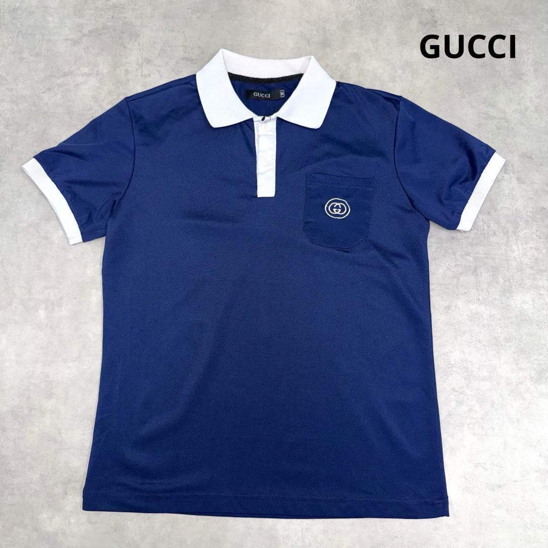 GUCCI グッチ　ポロシャツ　ネイビー　M