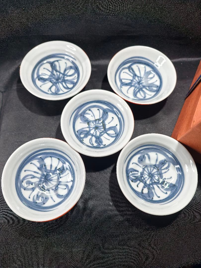 陶芸家梅田純一作品 手描き 小鉢5客揃い 共箱 蒐集家放出美品 未使用蔵出し