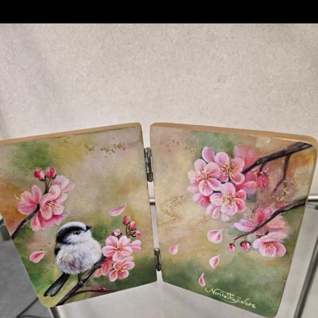 エナガ花鳥絵