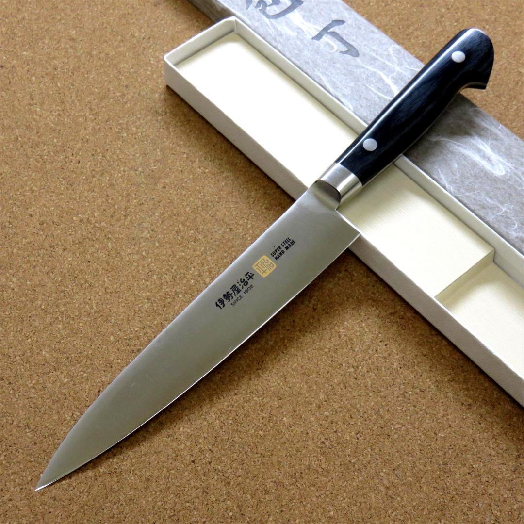 関の刃物 ペティナイフ 150mm 伊勢屋治平 果物包丁 口金 両刃 黒パッカー