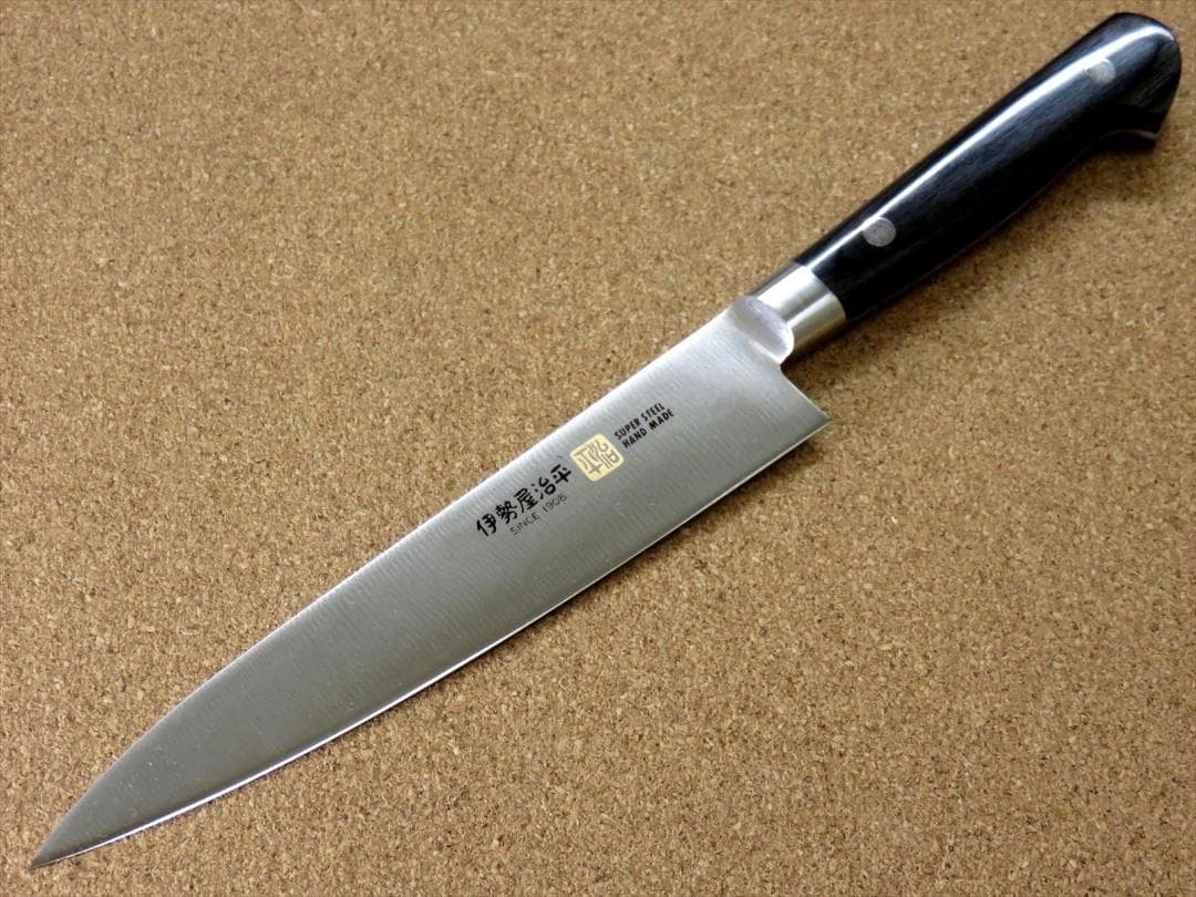 関の刃物 ペティナイフ 150mm 伊勢屋治平 果物包丁 口金 両刃 黒パッカー