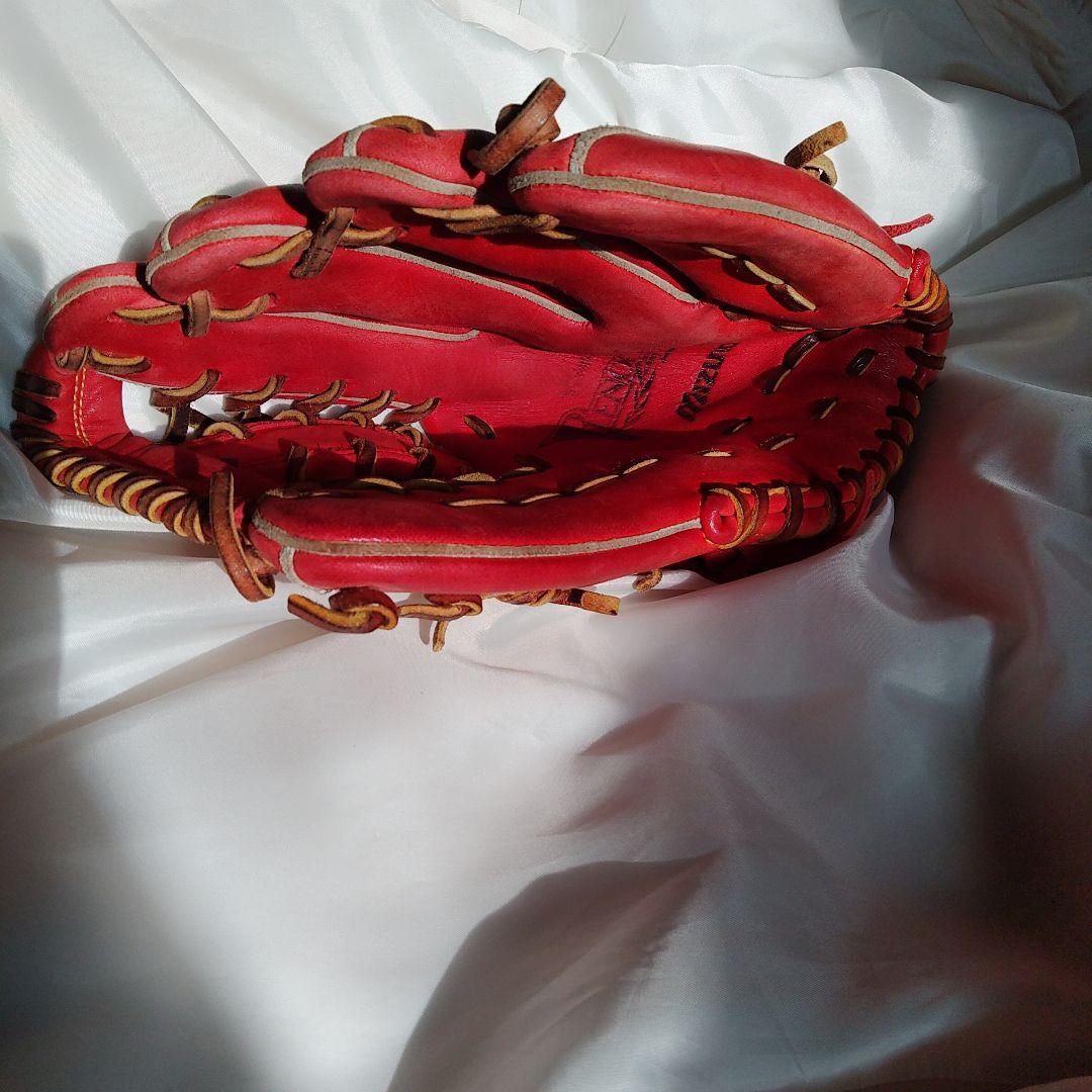 レザー 軟式グローブ 赤MIZUNO-ＰＬＥNOＣAＳA外野手用グローブ大人用