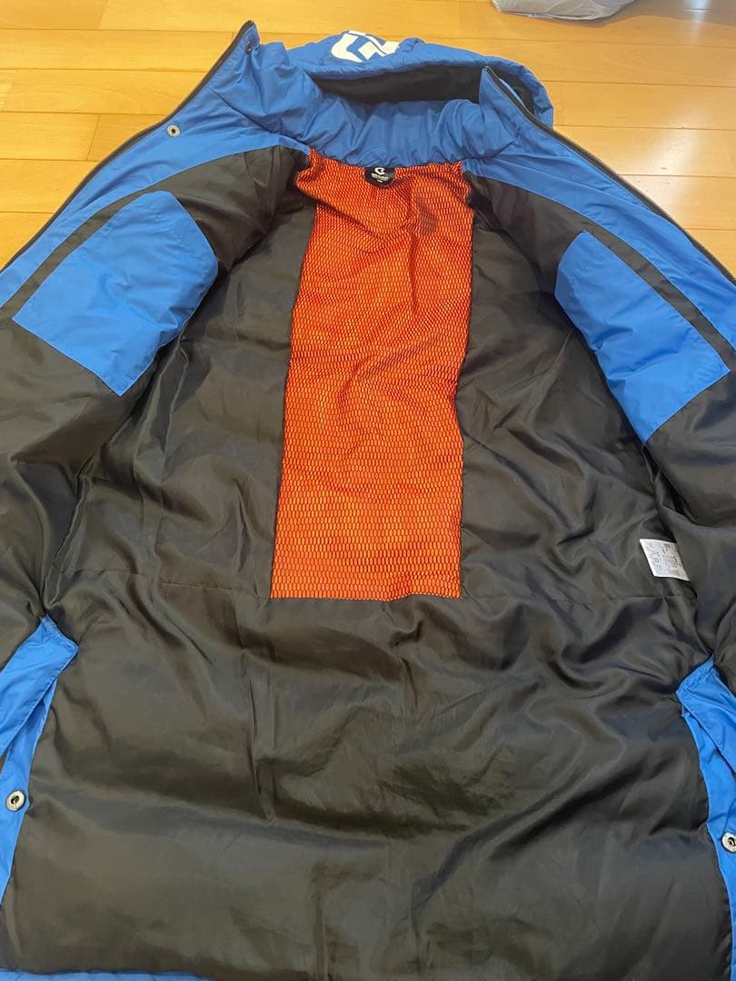 【美品】GIRAUDM ベンチコート 青　フードロゴ入り　140サイズ