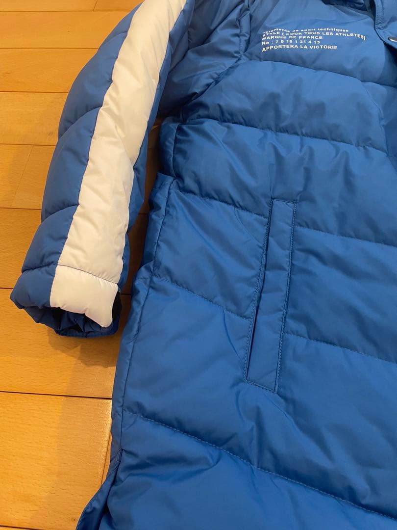 【美品】GIRAUDM ベンチコート 青　フードロゴ入り　140サイズ