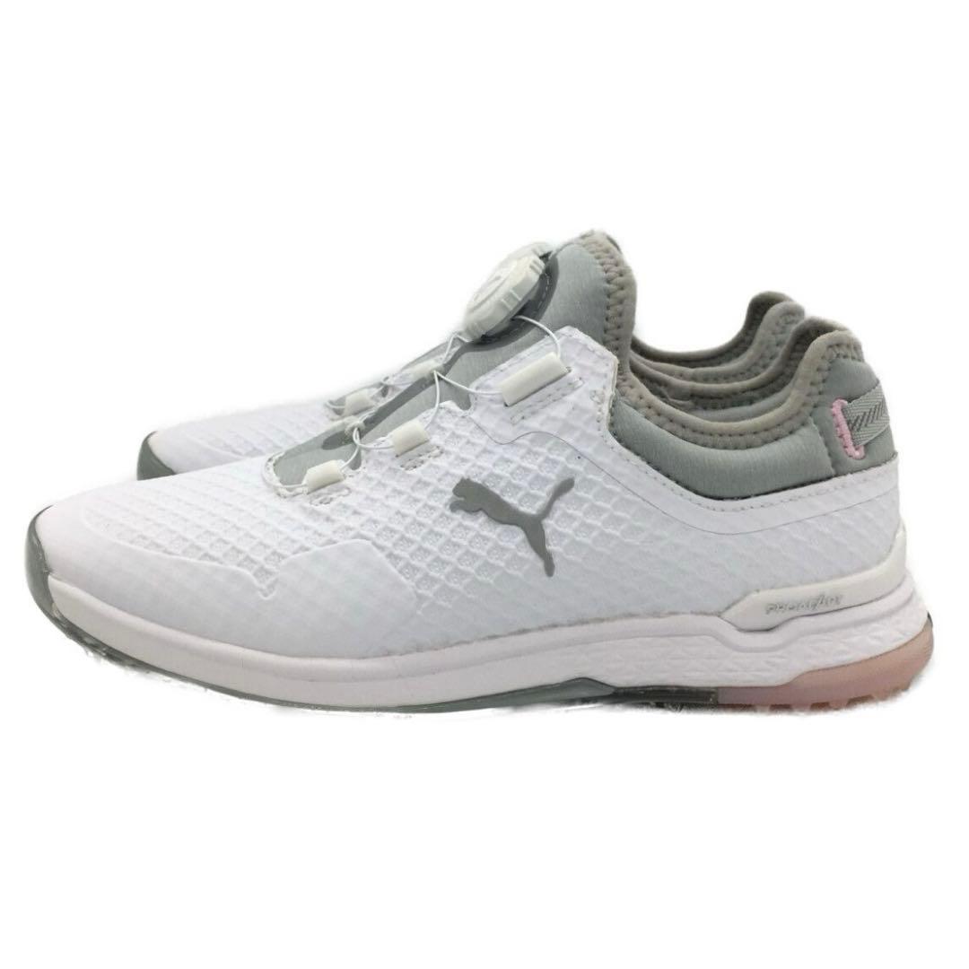 【美品】puma ゴルフシューズ 23.5cm ホワイト グレー プロアダプト