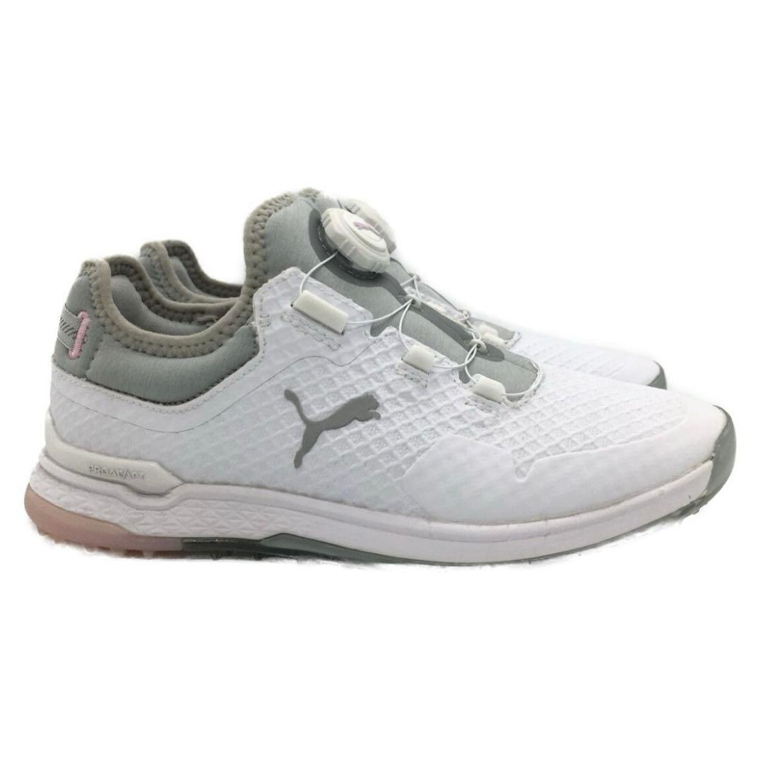 【美品】puma ゴルフシューズ 23.5cm ホワイト グレー プロアダプト