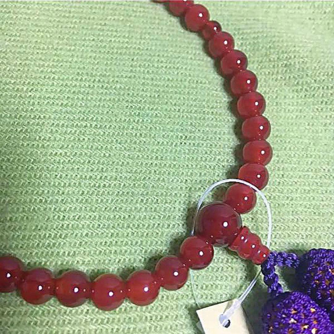 新品！京念珠 瑪瑙（メノウ）桐箱入りお念珠8ミリ玉