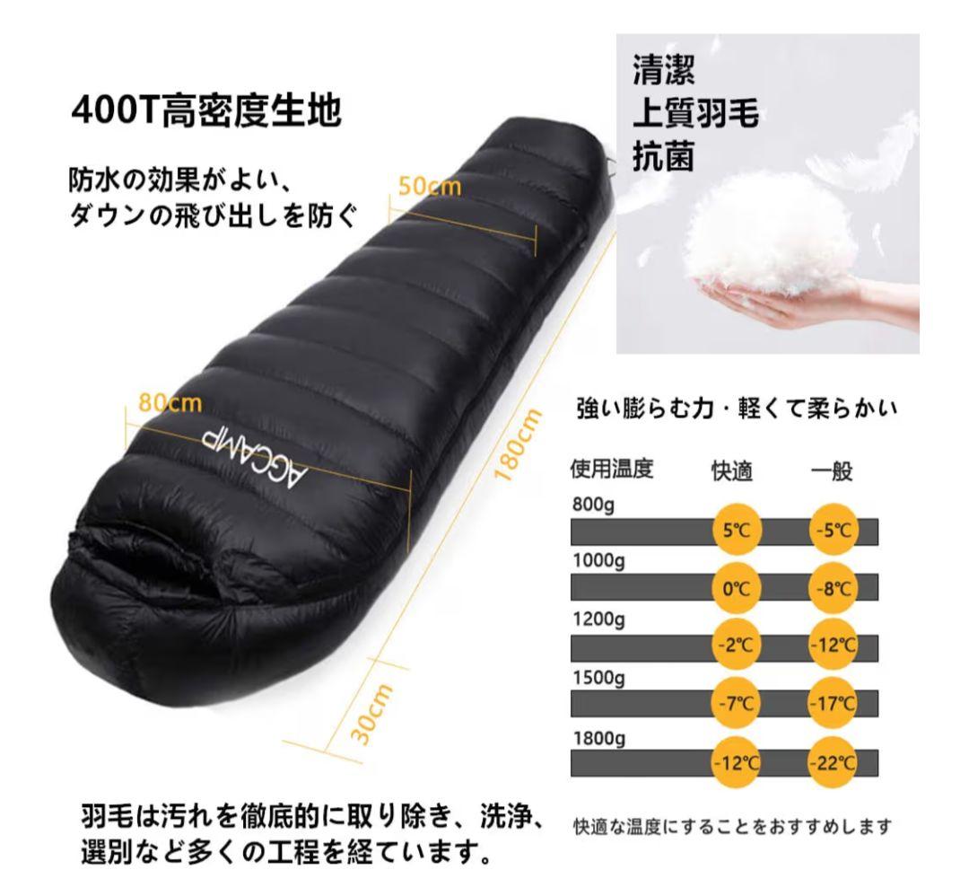 ダウンシェラフ　700fp 高級ダウン　ネイビー　寝袋　快適温度 0℃