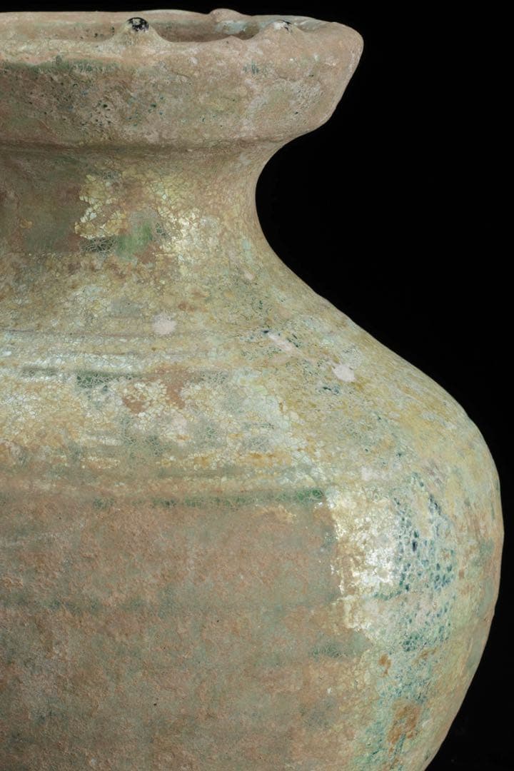 中国古玩 漢緑釉銀化三足壺 時代箱付 漢時代 花入 花瓶 飾壺 古美術 骨董品