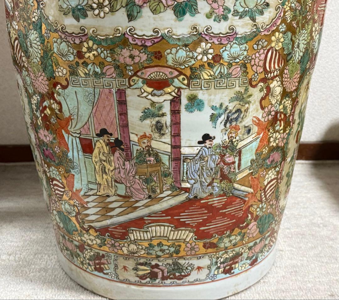 中国　色絵　人物図大瓶　大清乾隆年製銘　高さ約95cm 送料込み260408