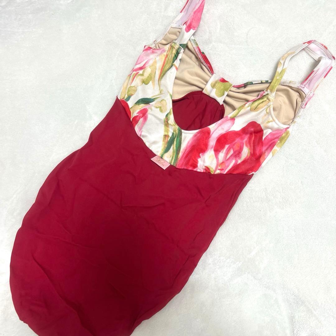 stina Mサイズ　赤　花柄　レオタード　バレエ