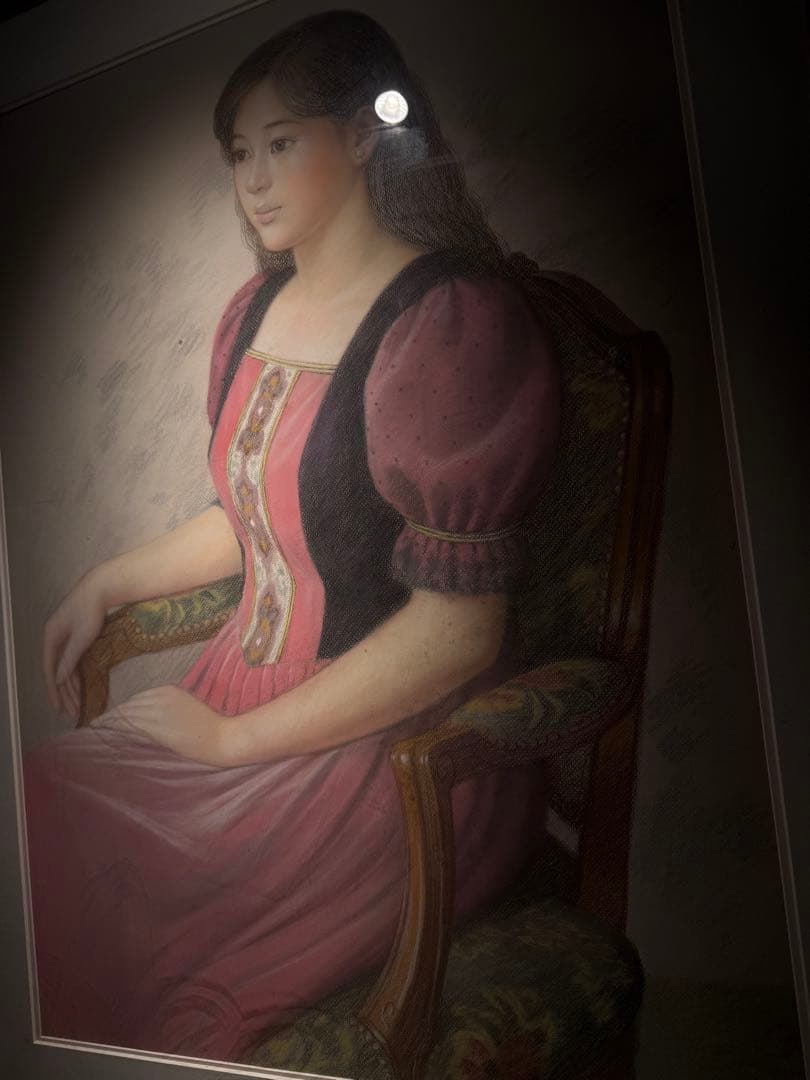 徳田宏行【美人画】肉筆パステル画　直筆サインあり