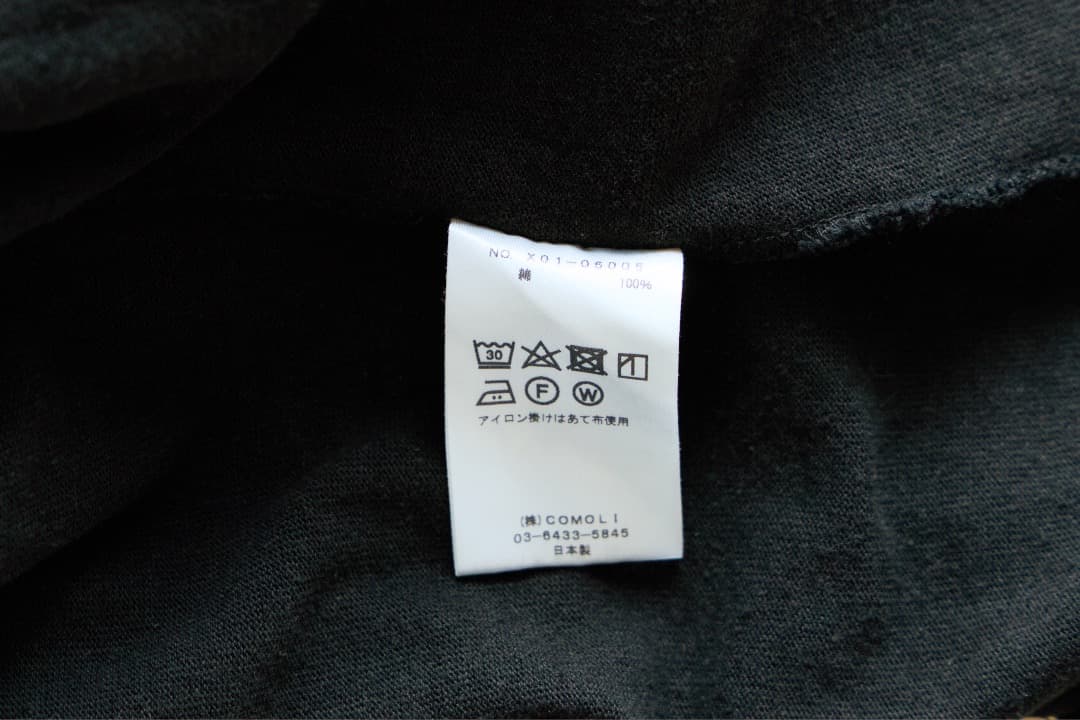 COMOLI 23SS フットボールTシャツ フェードブラック サイズ2 コモリ