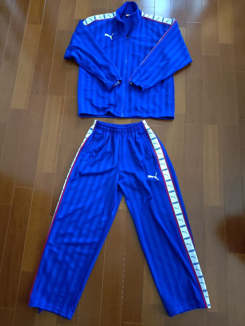 廃盤 美品 PUMA ジャージ上下＋ハーフパンツ3点セット 青/ ストライプ M
