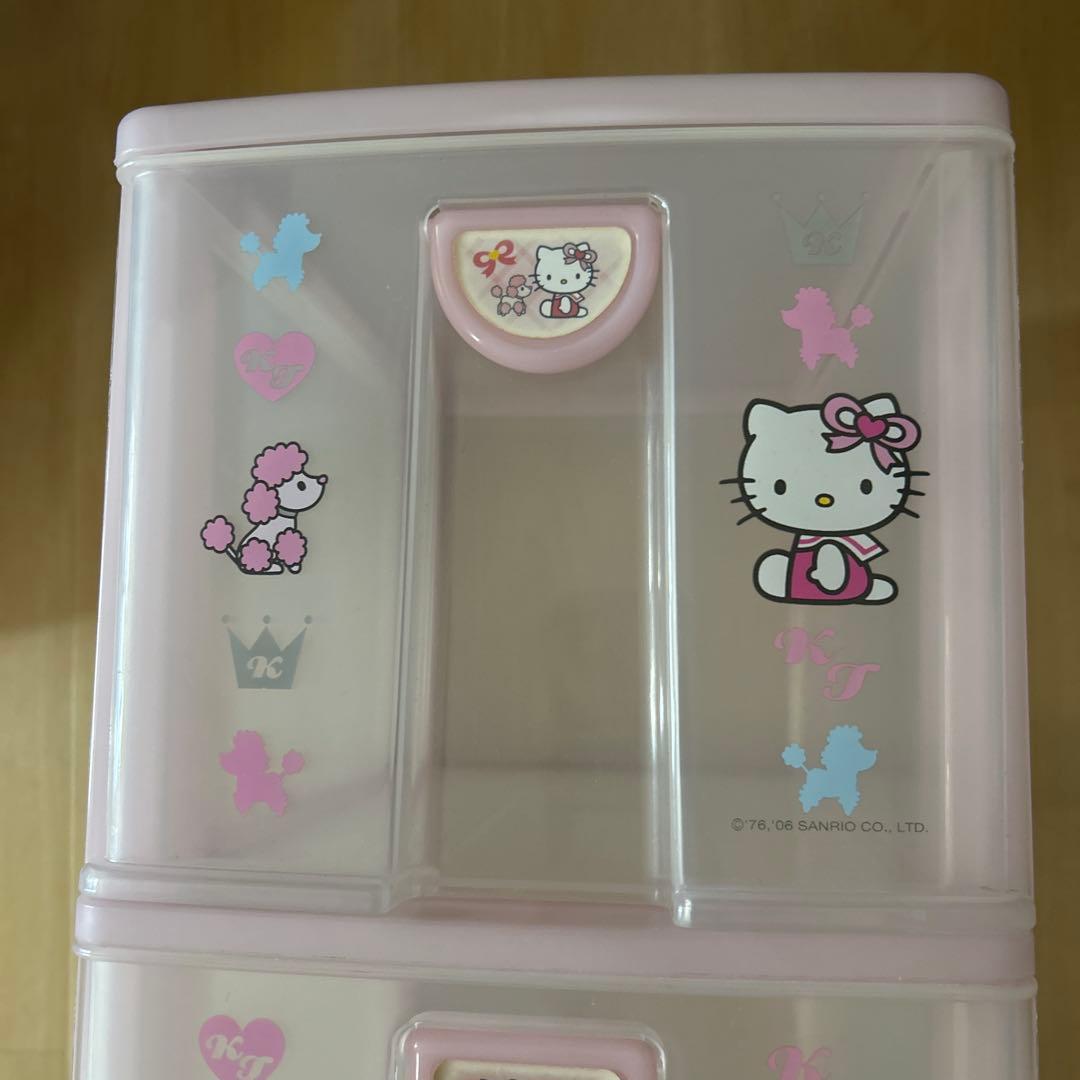 ハローキティ　クリアチェスト　２段　引き出し　サンリオ　収納　プードル　レトロ