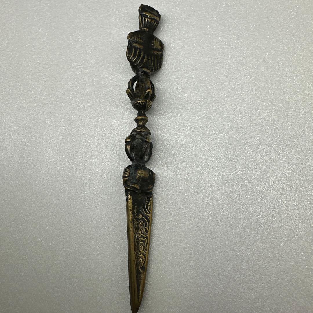 ◆チベット密教法具　プルパ（密教宝剣）◆アンティークカラー-1