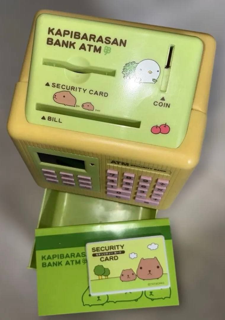 カピバラさん 貯金箱 ATM キャッシュカード 通帳あり 稼働確認済