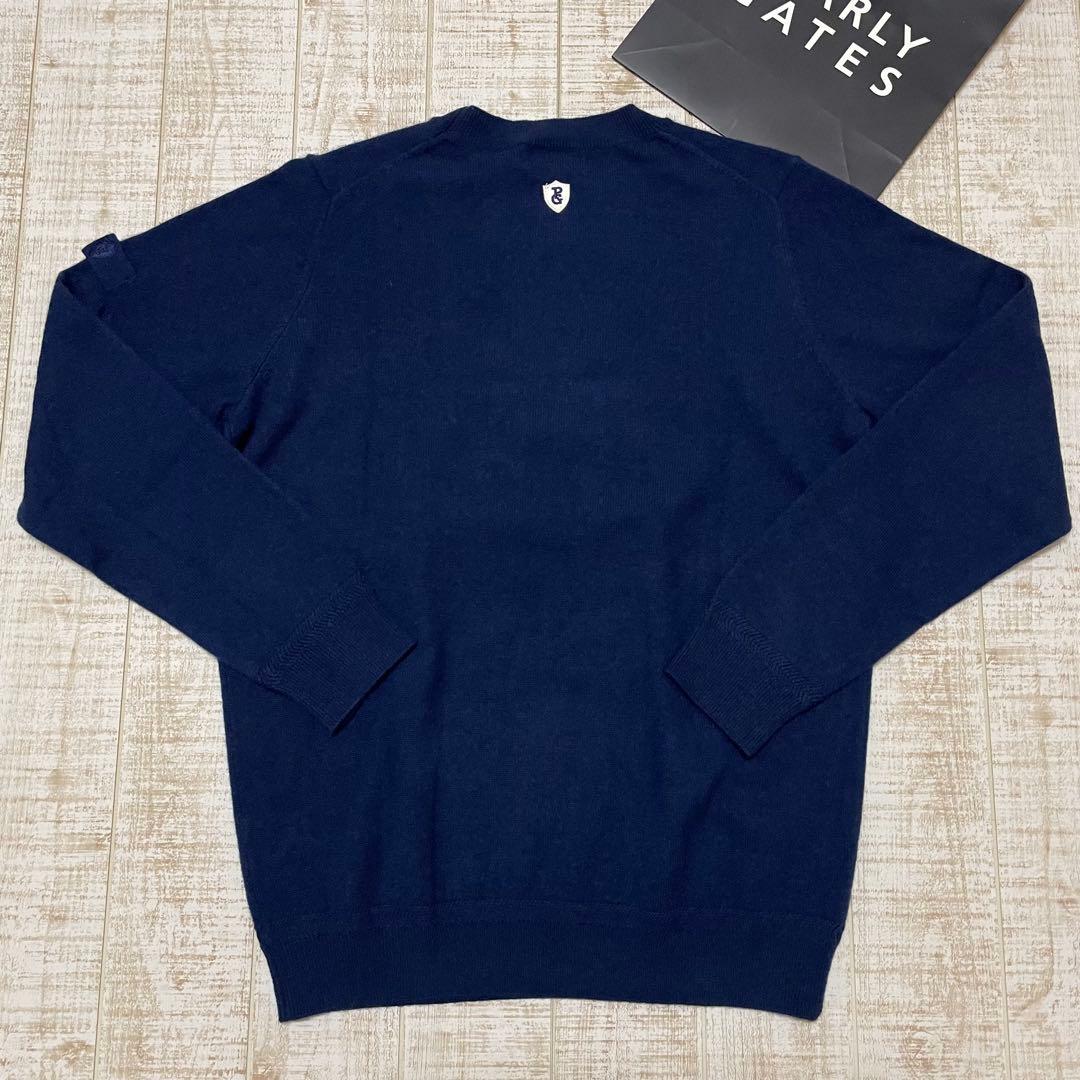 新品 パーリーゲイツ ニット カシミヤ 腕ロゴ ネイビー XLサイズ（6）