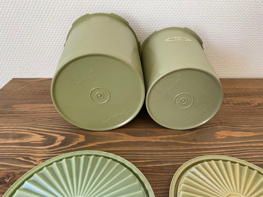 Vintage Tupperwareオリーブグリーン保存容器4個セット