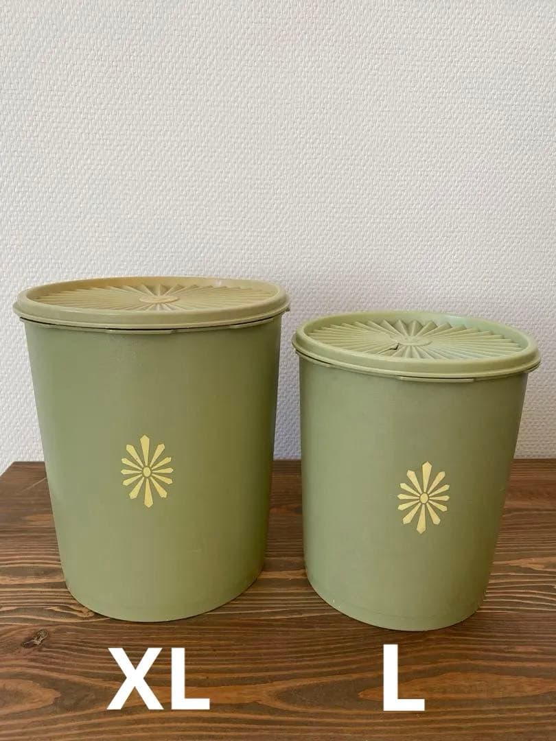 Vintage Tupperwareオリーブグリーン保存容器4個セット