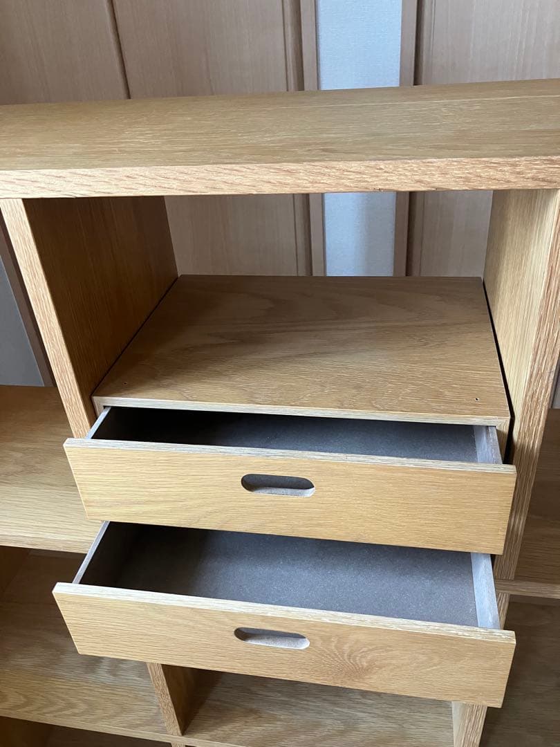 無印良品スタッキングシェルフオーク材&スタッキングチェストハーフ引出し2段
