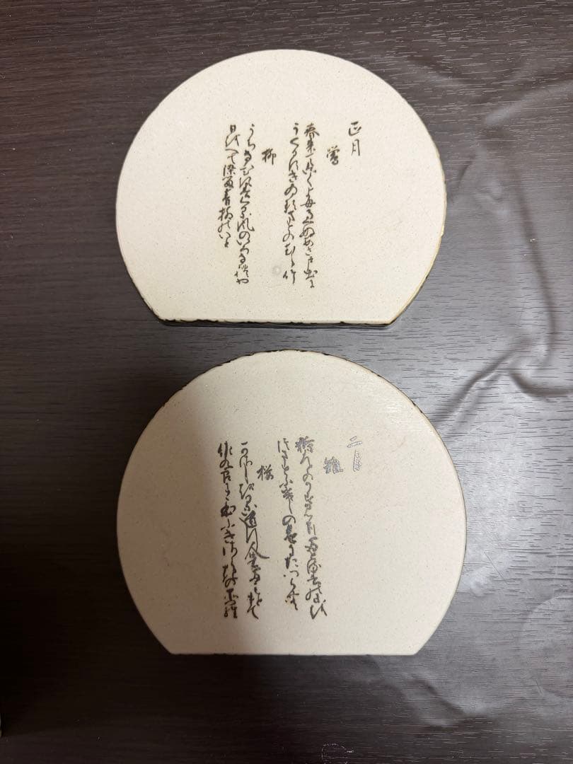 【未使用品】乾山写　定家詠十二ヶ月歌絵皿　平泉謹製　木箱入