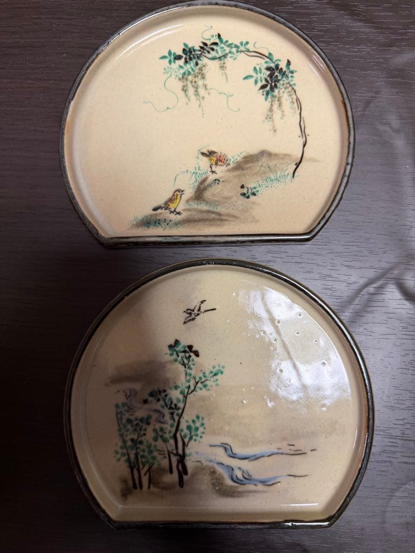 【未使用品】乾山写　定家詠十二ヶ月歌絵皿　平泉謹製　木箱入