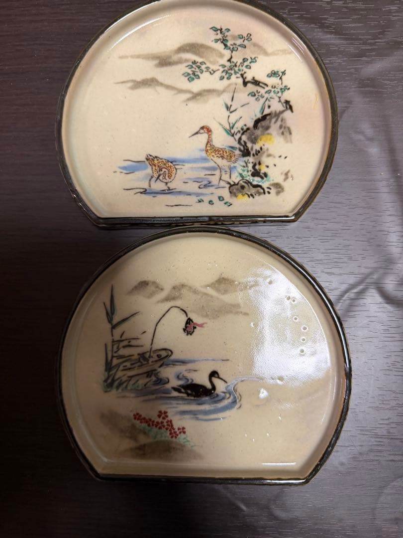 【未使用品】乾山写　定家詠十二ヶ月歌絵皿　平泉謹製　木箱入