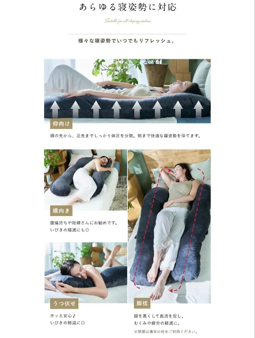 【新品・未使用】HUGMIN®ハグミン 抱き枕 グレー 140x80cm