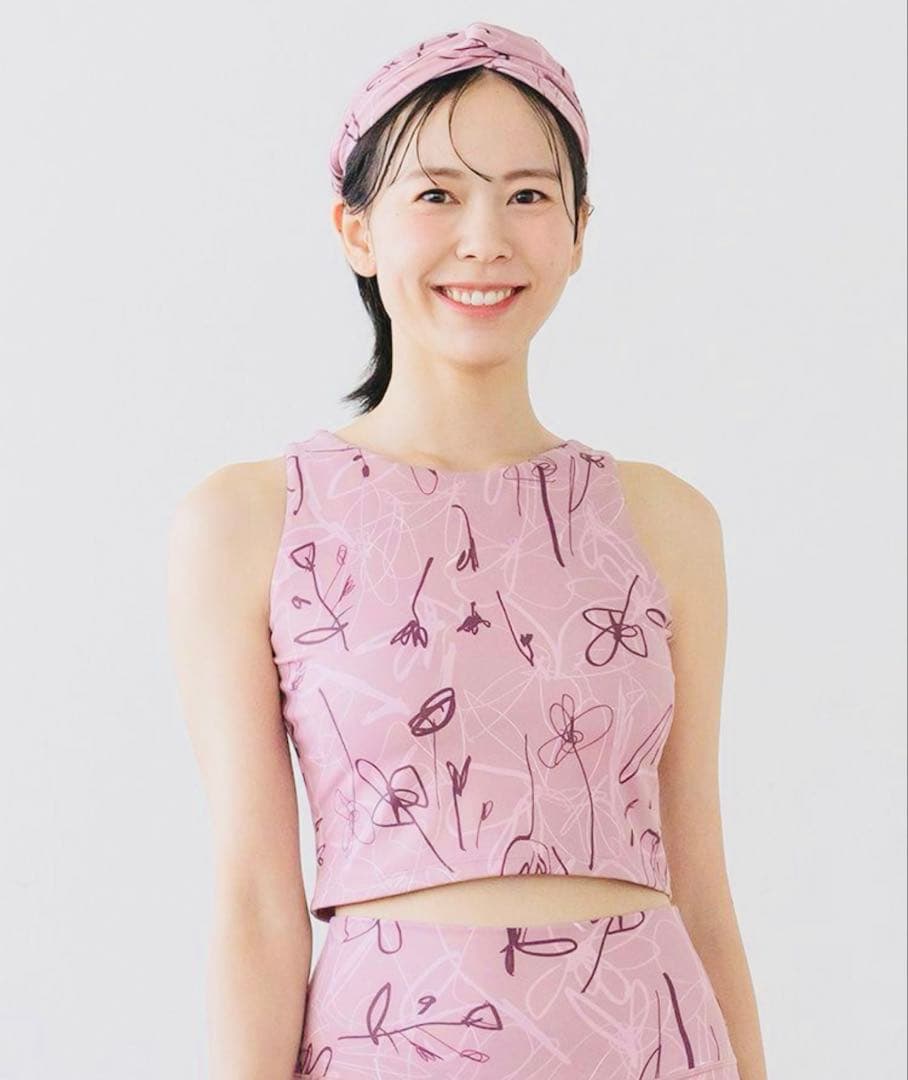 花柄ピンク ヨガウェアセット Mサイズ