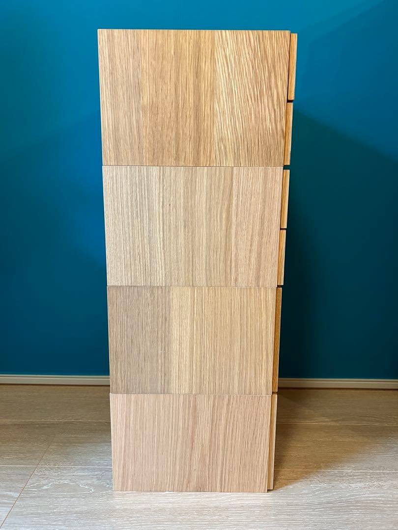 【美品・送料込】無印 スタッキングチェスト・ハーフ・引出し　オーク材　4点セット