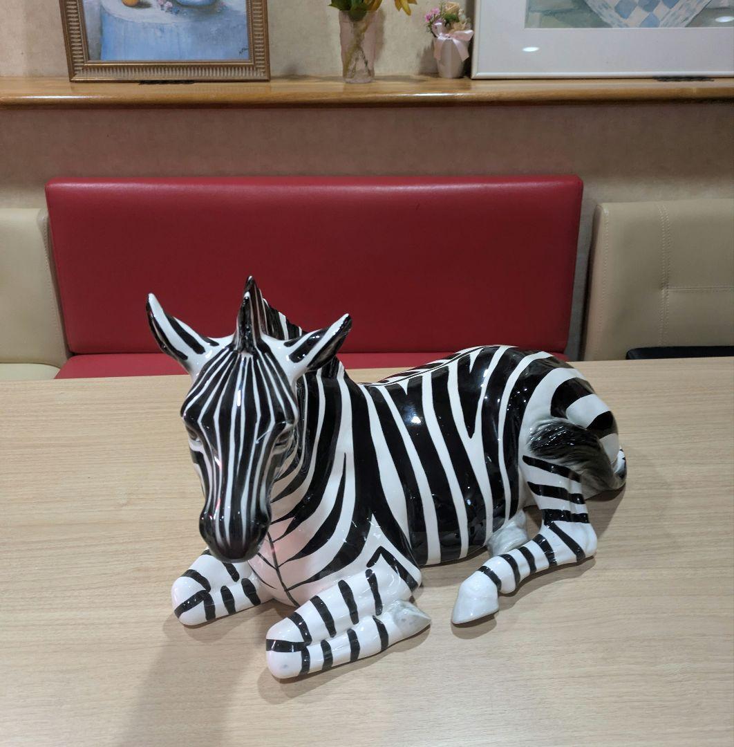 陶器製しま馬 置物