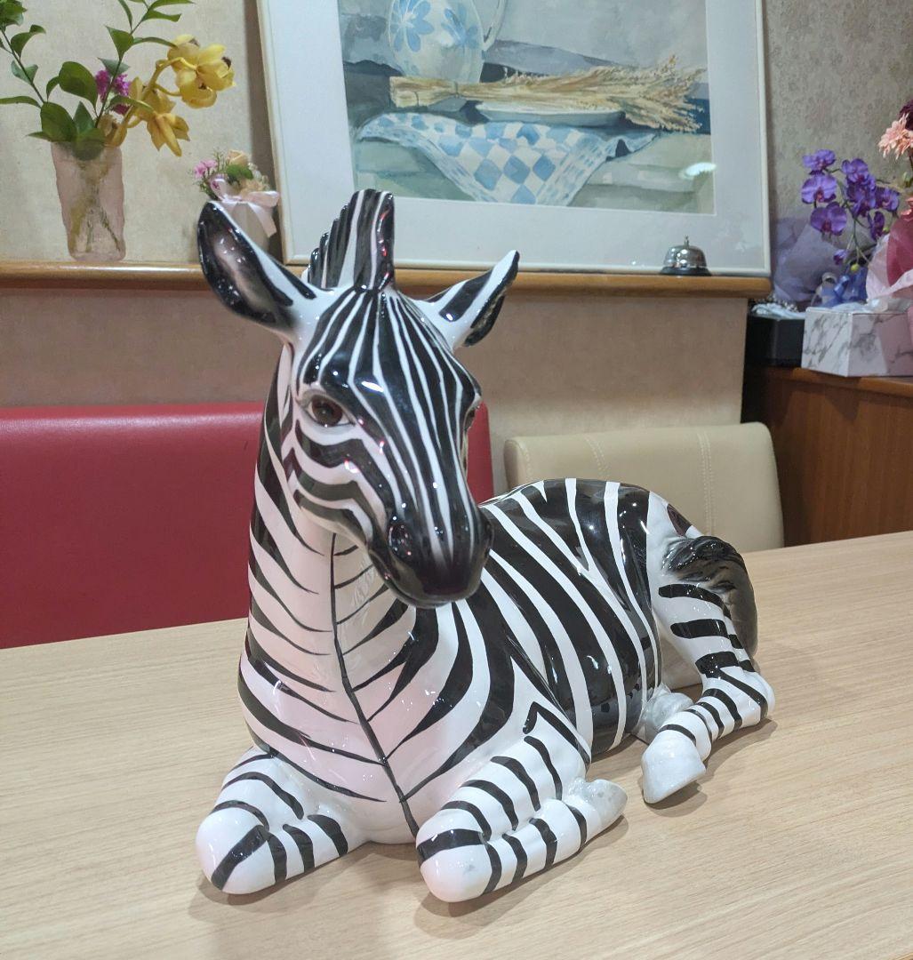 陶器製しま馬 置物