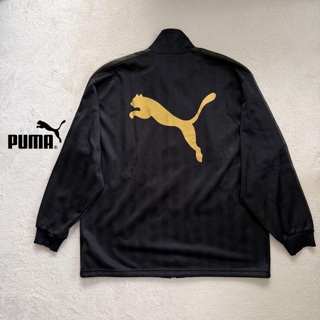 PUMA プーマ トラックジャケット セットアップ 刺繍 黒 金 大きめサイズ