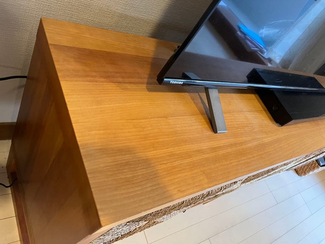 全国送料無料 美品 ウニコ チェリー材 テレビボード＋カゴ４個 UNICO