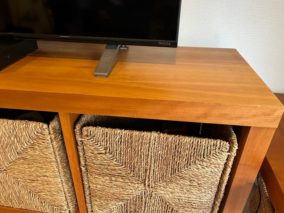 全国送料無料 美品 ウニコ チェリー材 テレビボード＋カゴ４個 UNICO