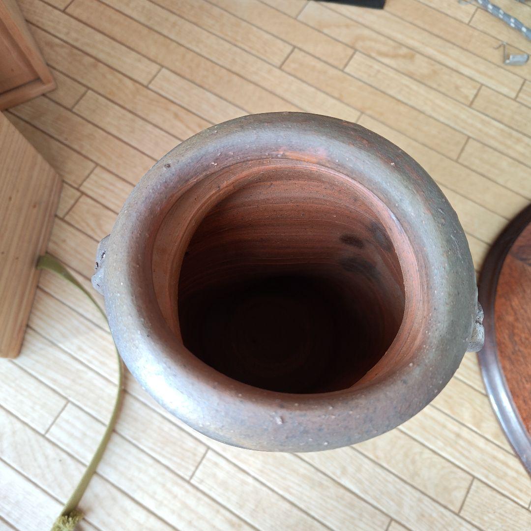 金重有邦　作　備前焼 耳付花入
