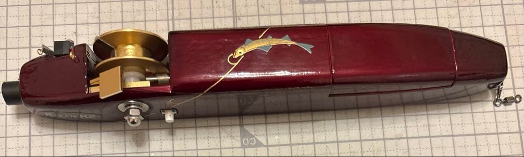 Ｋ-ＺＡＮ ワカサギ電動リール　漆塗り　金蒔絵　穂先付き
