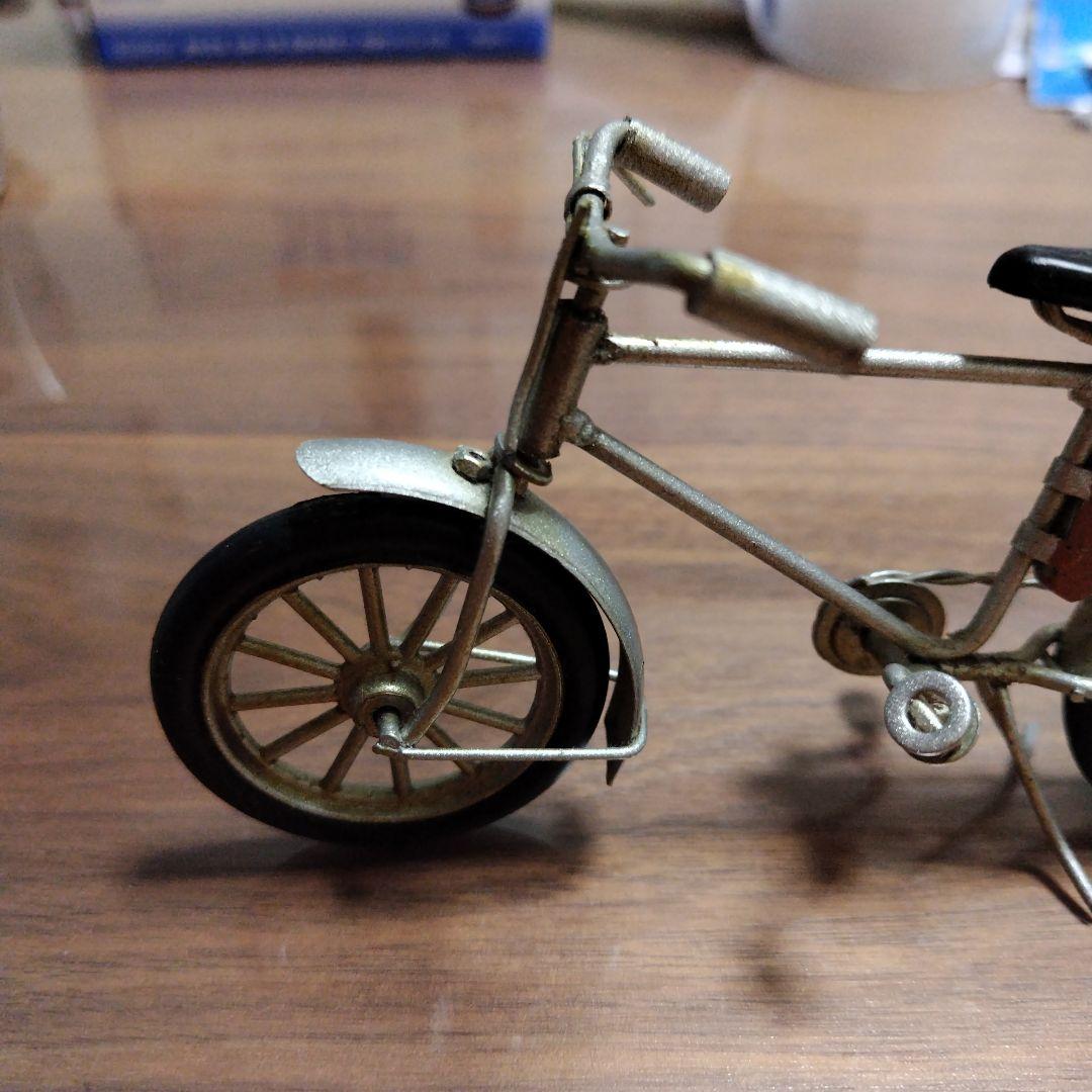 ミニチュア自転車 金属製 シルバー/ブラック