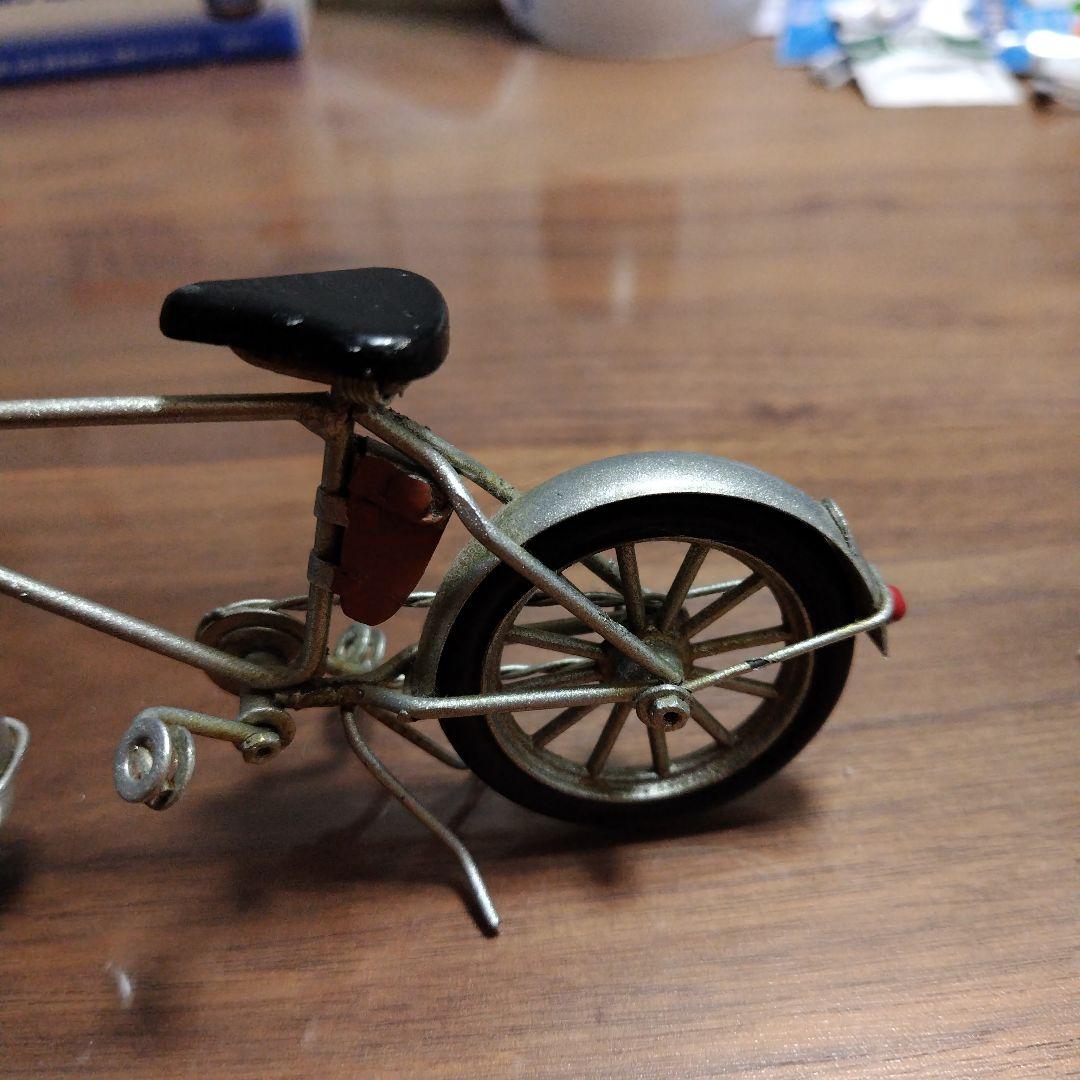 ミニチュア自転車 金属製 シルバー/ブラック