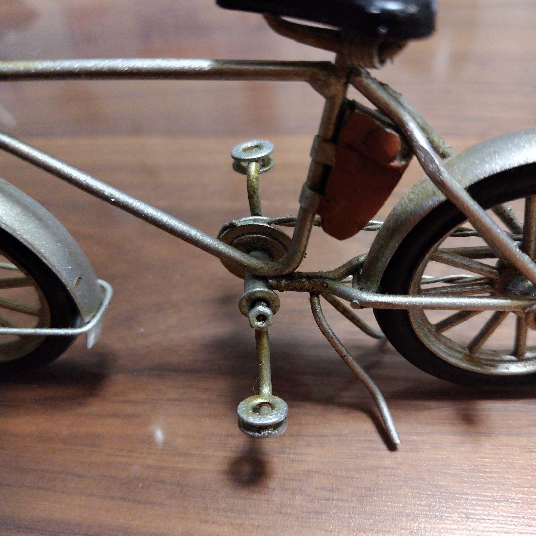 ミニチュア自転車 金属製 シルバー/ブラック