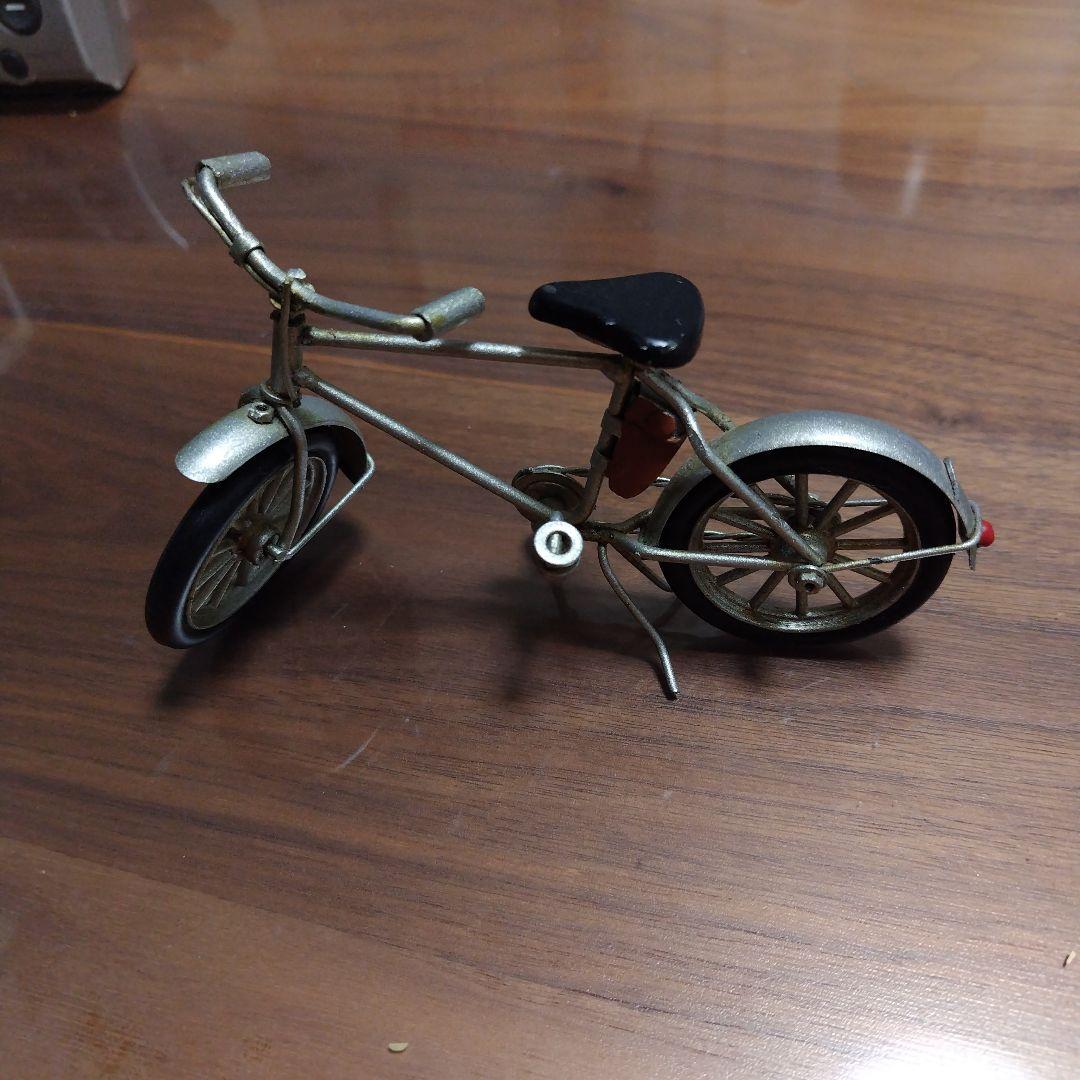 ミニチュア自転車 金属製 シルバー/ブラック