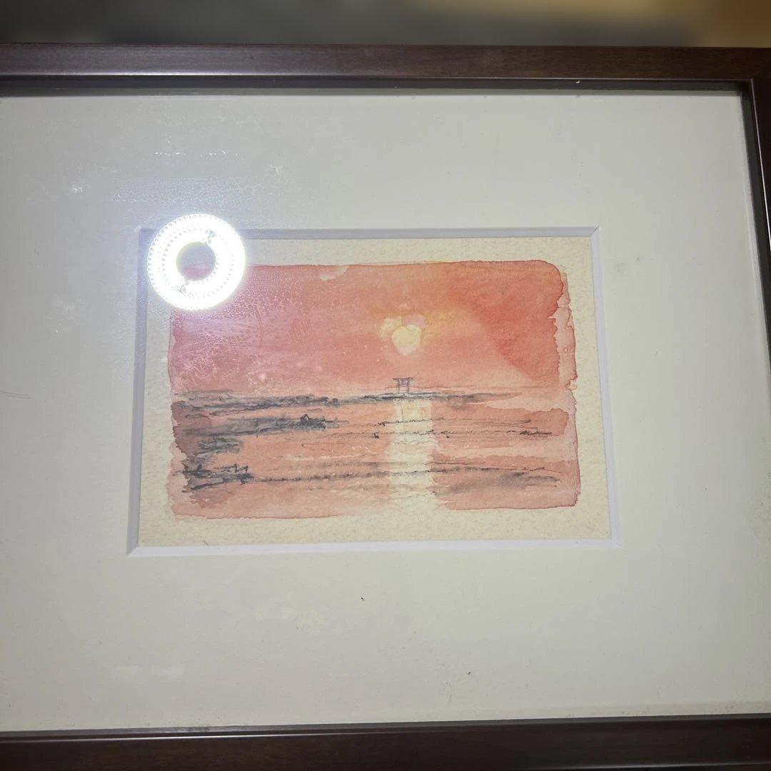 《夕日》《白樺林 》水彩画 風景画 原画 秋の風景 水彩画 原画