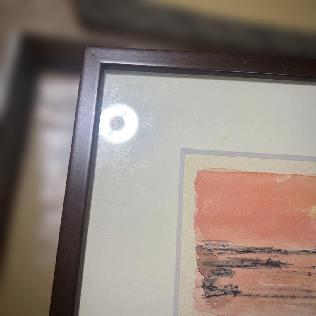 《夕日》《白樺林 》水彩画 風景画 原画 秋の風景 水彩画 原画