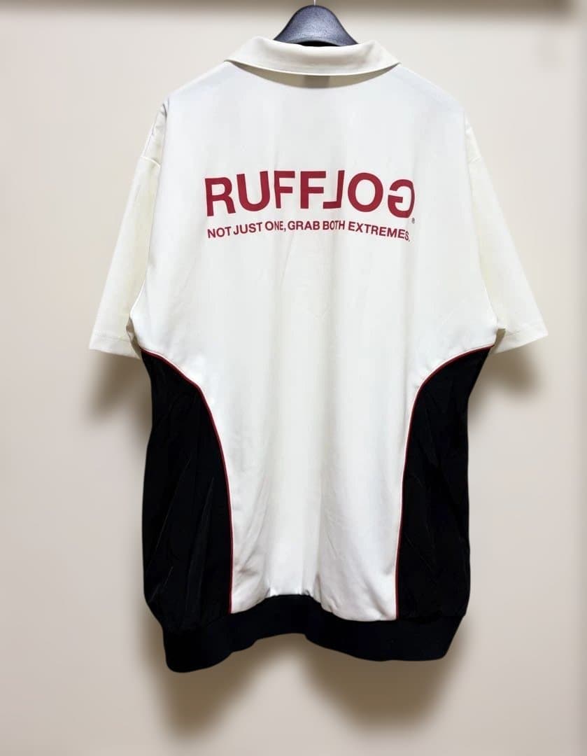 【RUFFLOG】ラフロッグ ビックシルエットポロシャツ ホワイト Lサイズ