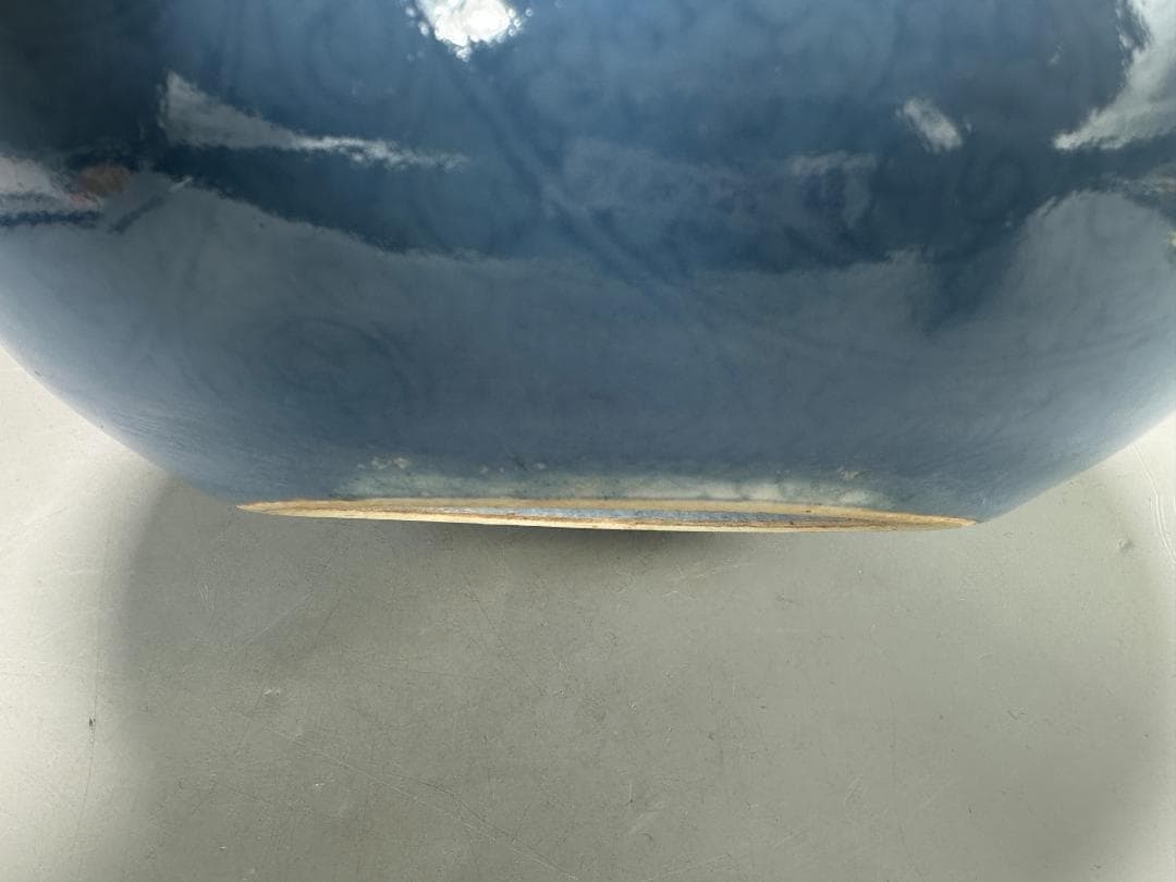 中国美術　清朝　清中期　大清乾隆年製　藍釉柘榴瓶　花瓶　花入　花器　古物保証