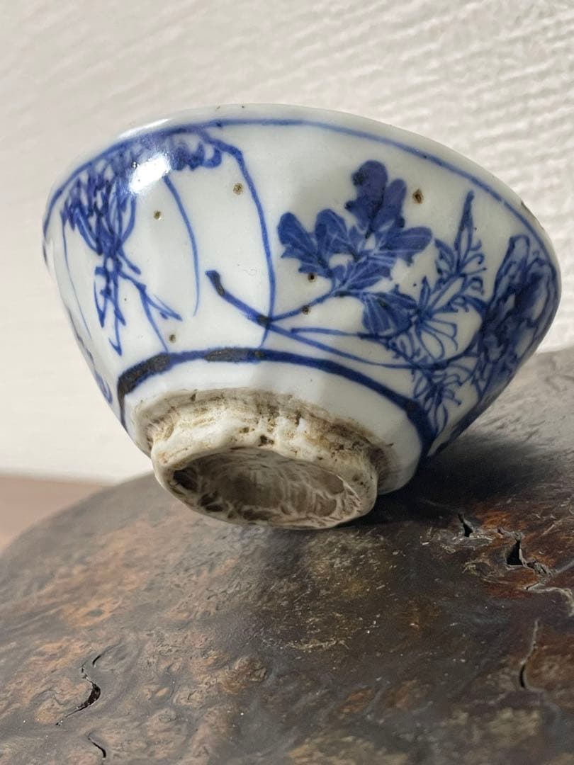 京焼 名工 清水七兵衛 造 在銘 染付煎茶碗 二客 煎茶道具 時代物 骨董 美品