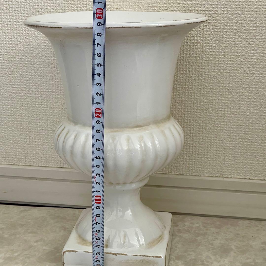 美品 アンティーク 花瓶 フランス 花器 陶器 白 ホワイト フラワーベース