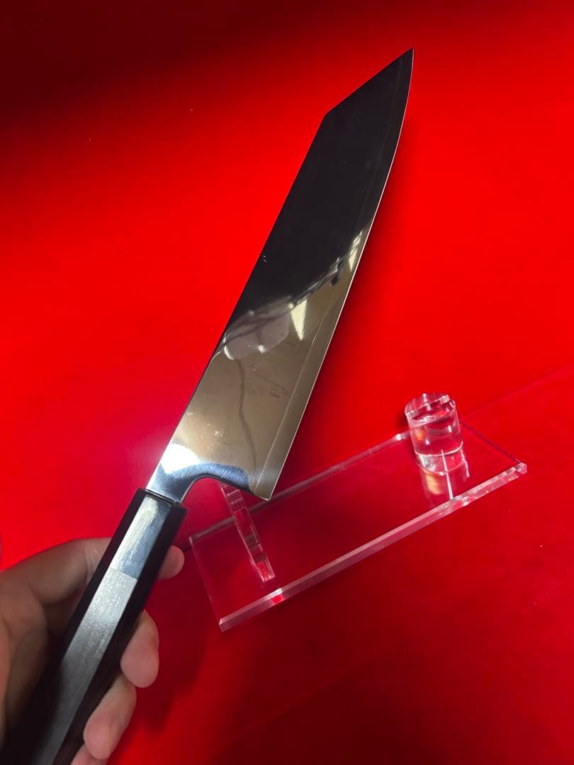 包丁　切付牛刀　ハ寸　両刃　三枚打　鏡面仕上げ　箱付　未使用品